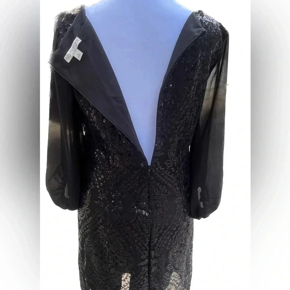 Eva Mendez black sheer sleeve sequins dress size 0 - Picture 4 of 8
